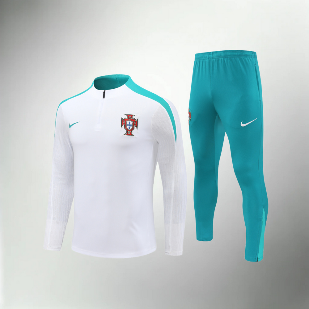 Portugal Trainingsanzug in Weiß und Türkis