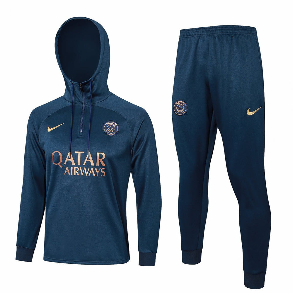 PSG Dunkelblau-goldener Premium-Trainingsanzug