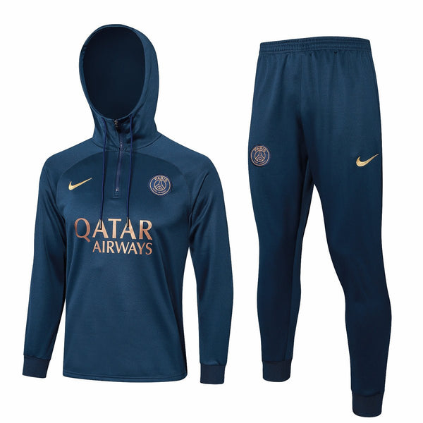 PSG Dunkelblau-goldener Premium-Trainingsanzug